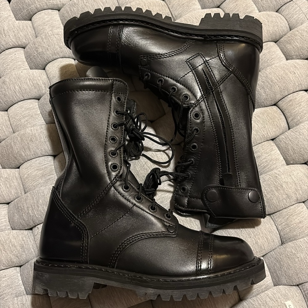 Black Leather Combat Boots